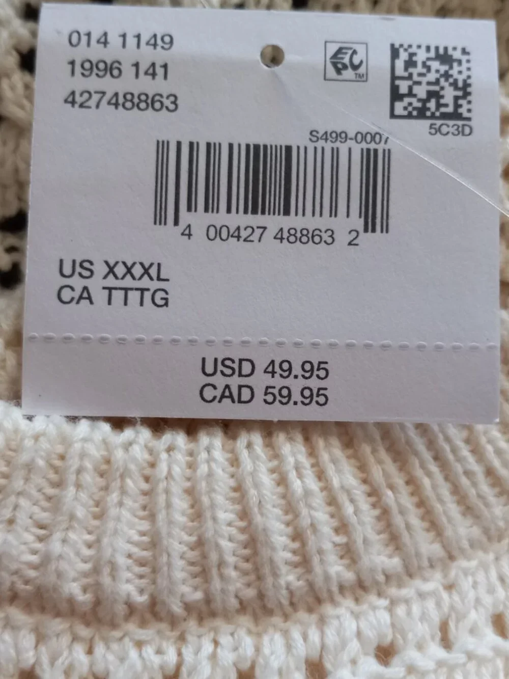 Nwt Boho American Eagle Cream Open Knit Sweater Sz 3XL Oversized Stretchy Cotton - Picture 5 of 5